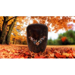 Biodegradable Urn - Autumn Bronze with Beautiful Hand Painted Flowering Garland **The Natural Choice**